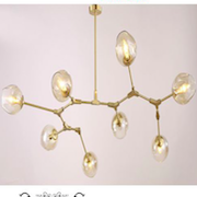 Đèn Chùm Nghệ Thuật 8 chao thuỷ tinh màu trà T-882/8 Ø1100